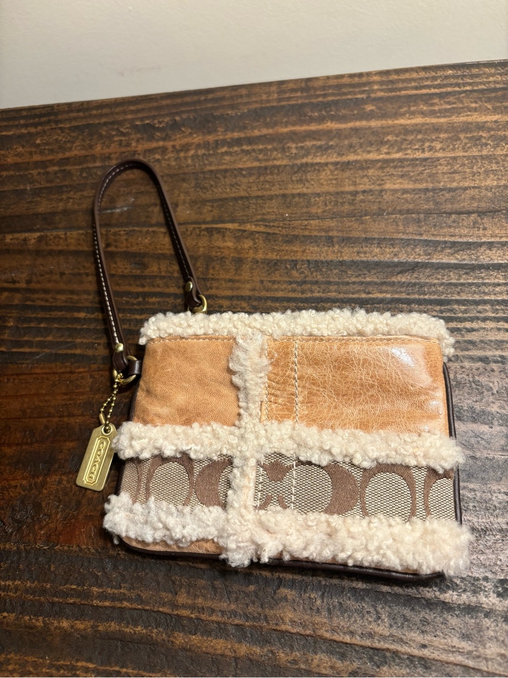 Vintage Coach Leather and Sherpa Wrislet